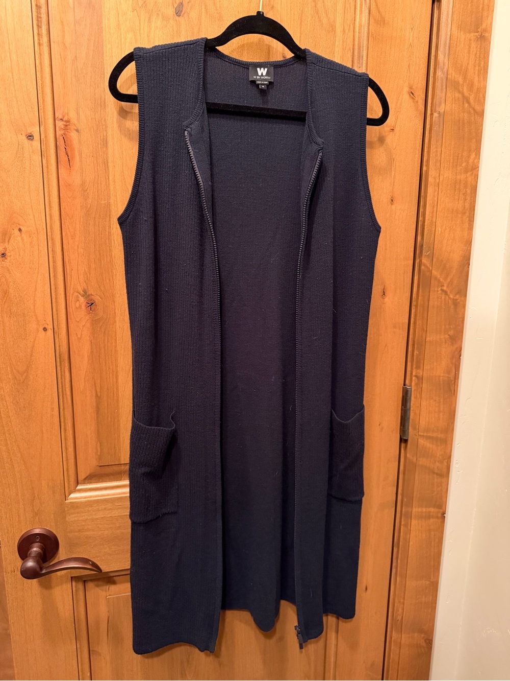 W by Worth Navy Ribbed Knit Top